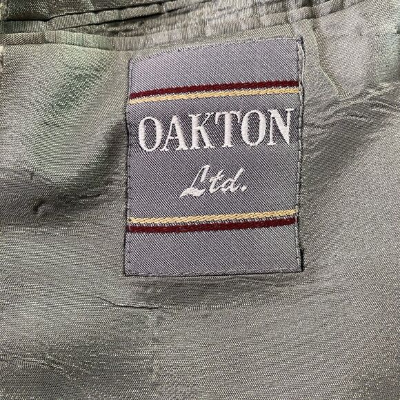 Vintage OAKTON LTD Blazer 100% Wool Plaid Tweed Sport Coat Jacket Mens 42L Gray - Picture 4 of 13